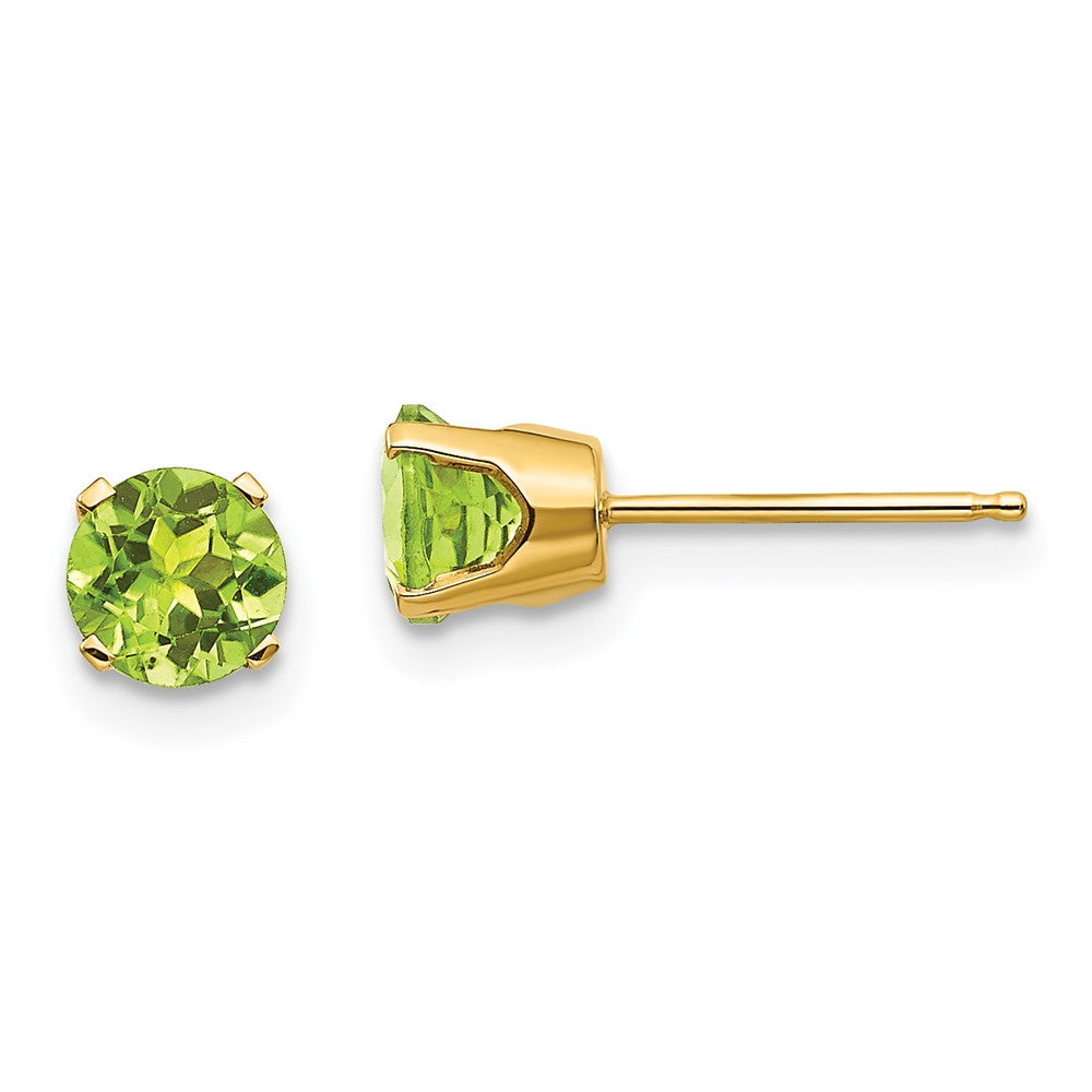 14k Yellow gold;Post;Genuine;Peridot