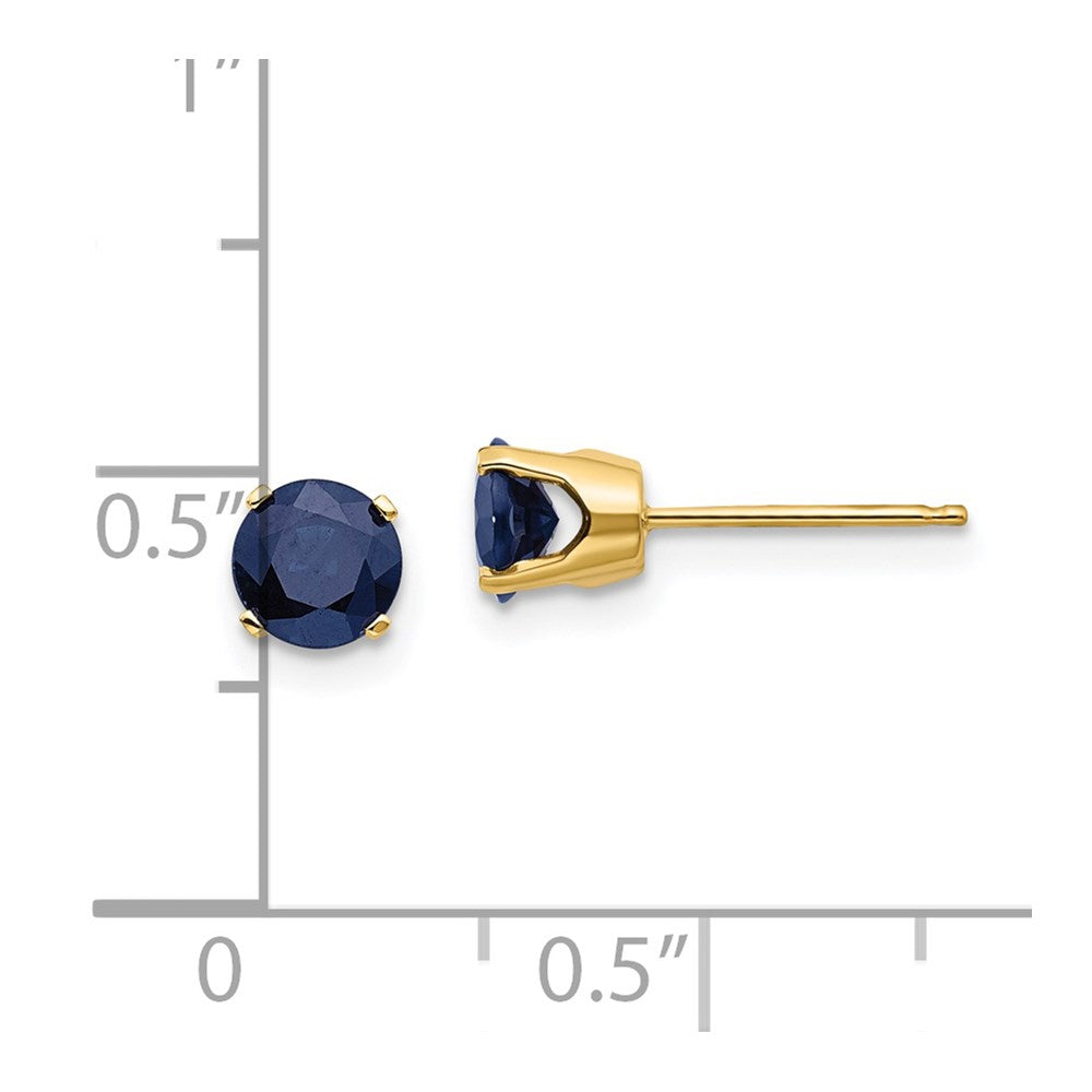 14k 5mm Round Natural Sapphire Earrings - September