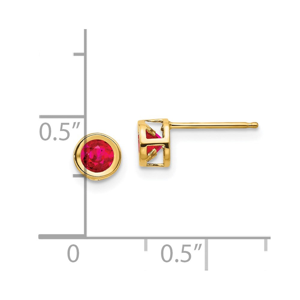 14k 4mm Round Bezel July/Ruby Post Earrings