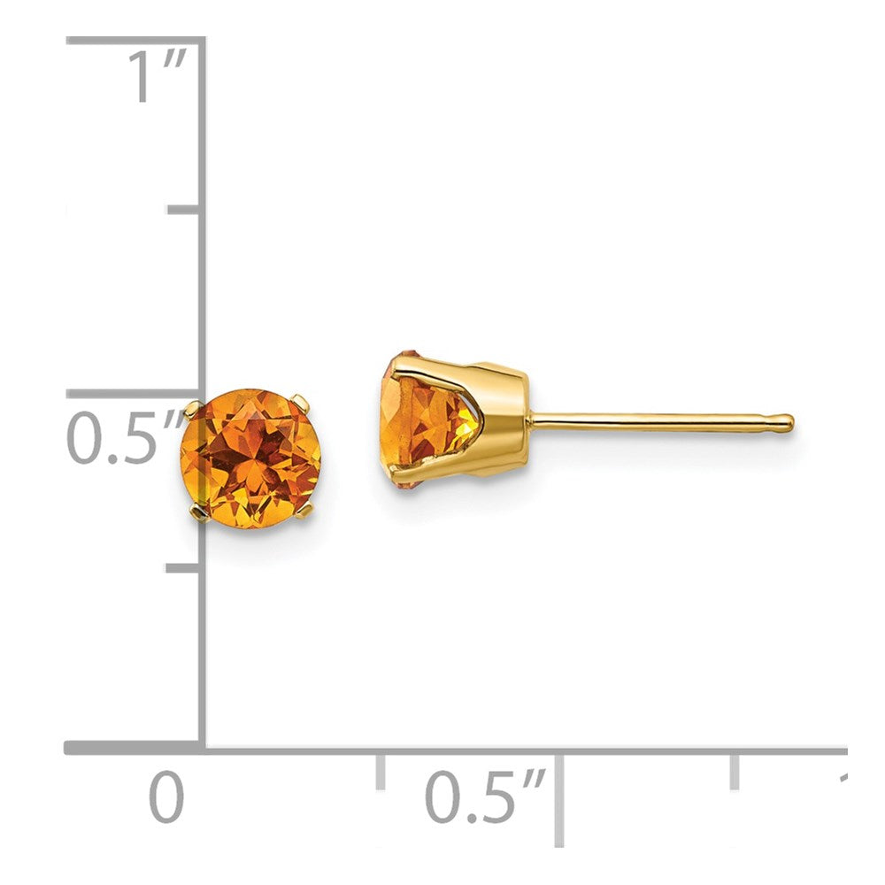14k 5mm Round Citrine Earrings - November