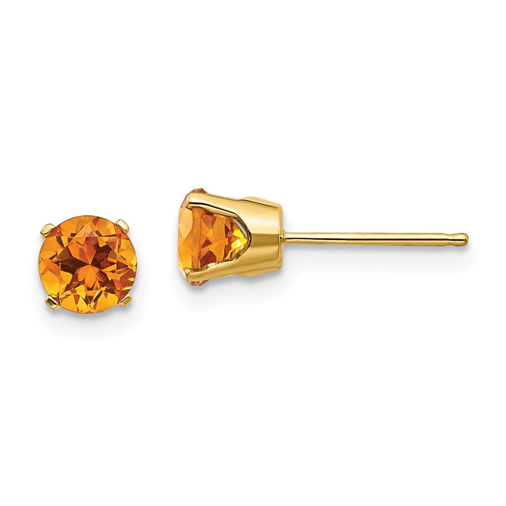 14k Yellow gold;Post;Genuine;Citrine