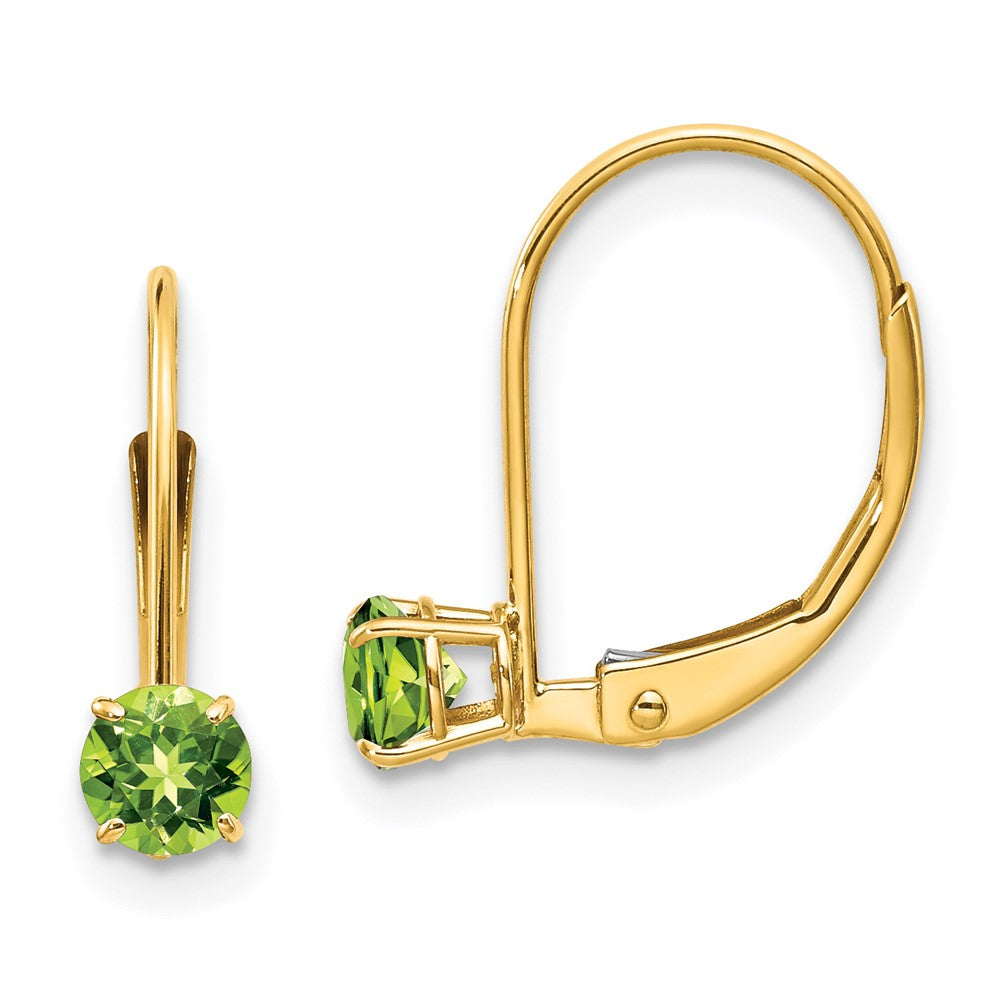 Polished;14k Yellow gold;Leverback;Genuine;Peridot