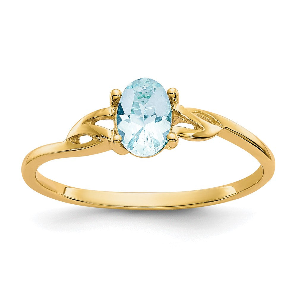 Polished;14k Yellow gold;Genuine;Aquamarine