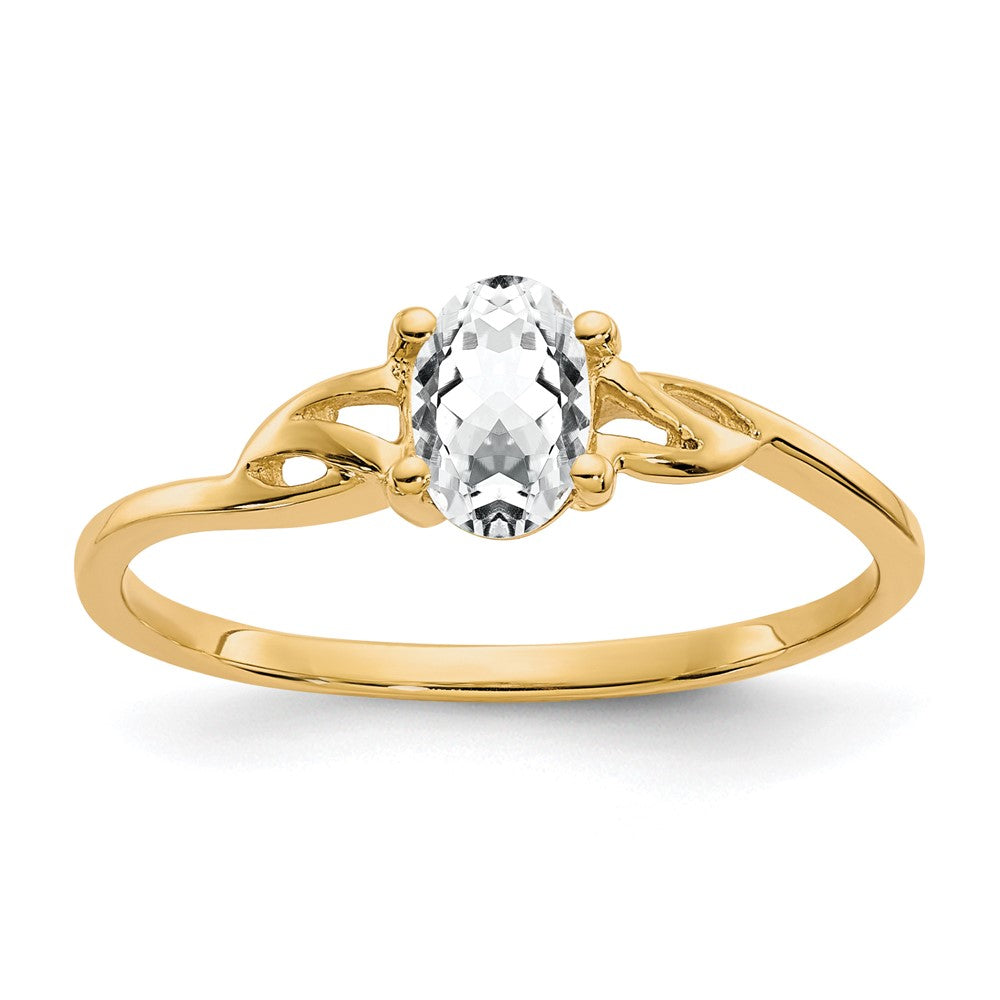 Polished;14k Yellow gold;Genuine;White topaz