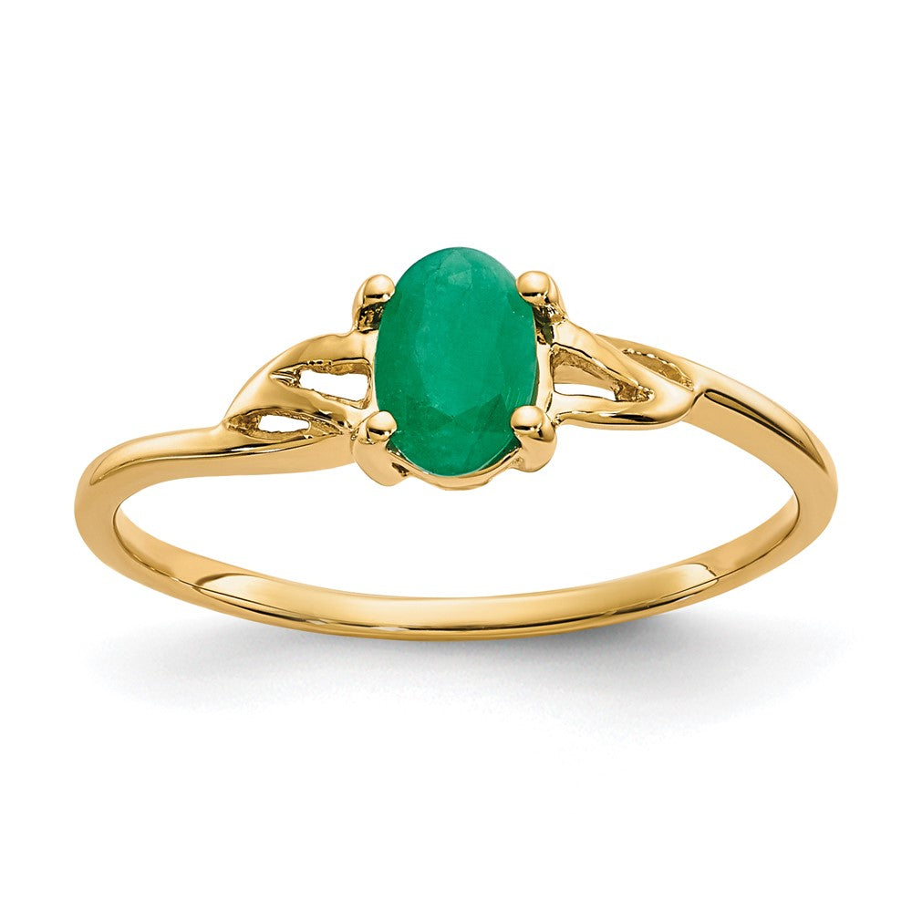 Polished;14k Yellow gold;Genuine;Emerald