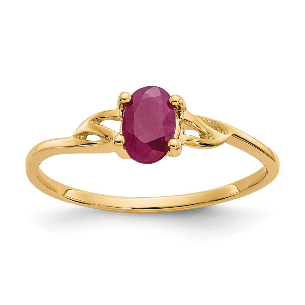 Polished;14k Yellow gold;Genuine;Ruby