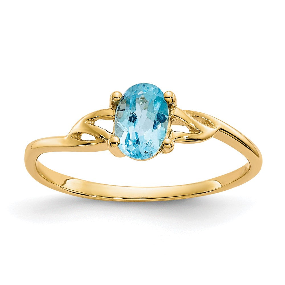 Polished;14k Yellow gold;Genuine;Blue topaz