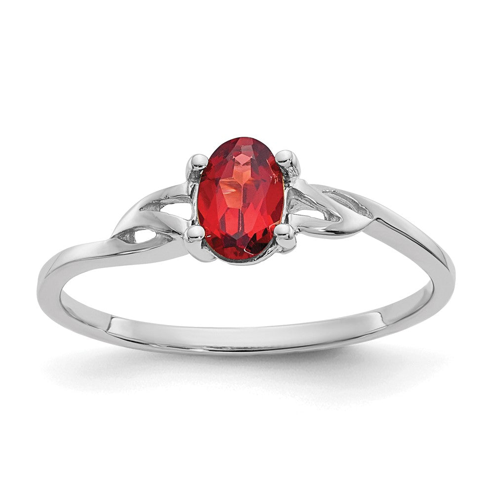Polished;14K White gold;Genuine;Garnet
