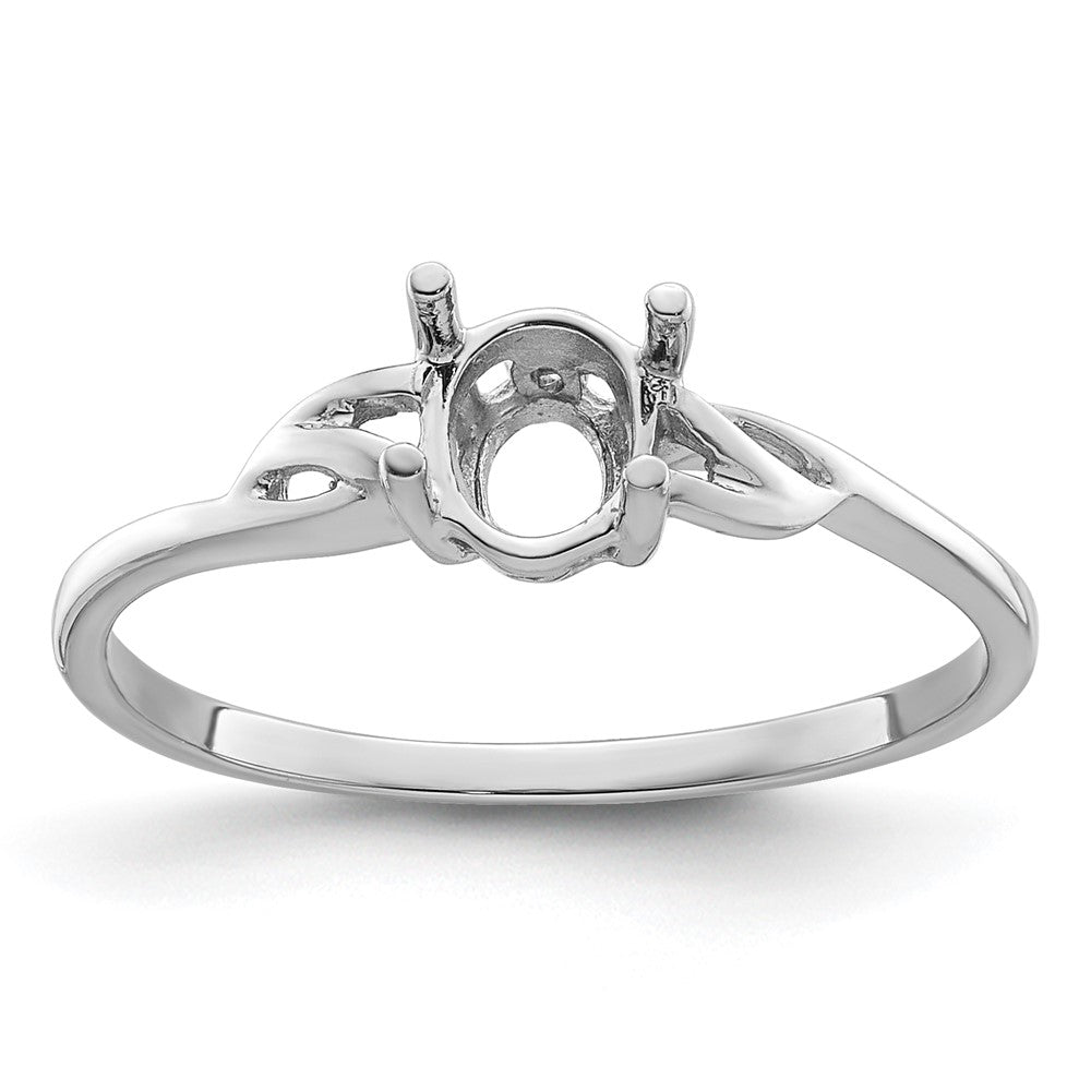 14k White Gold 6x4 Oval Birthstone Ring Mounting