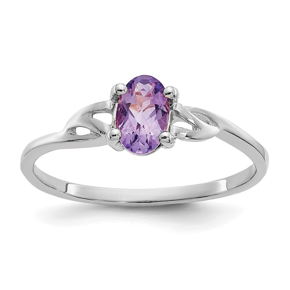 Polished;14K White gold;Genuine;Amethyst
