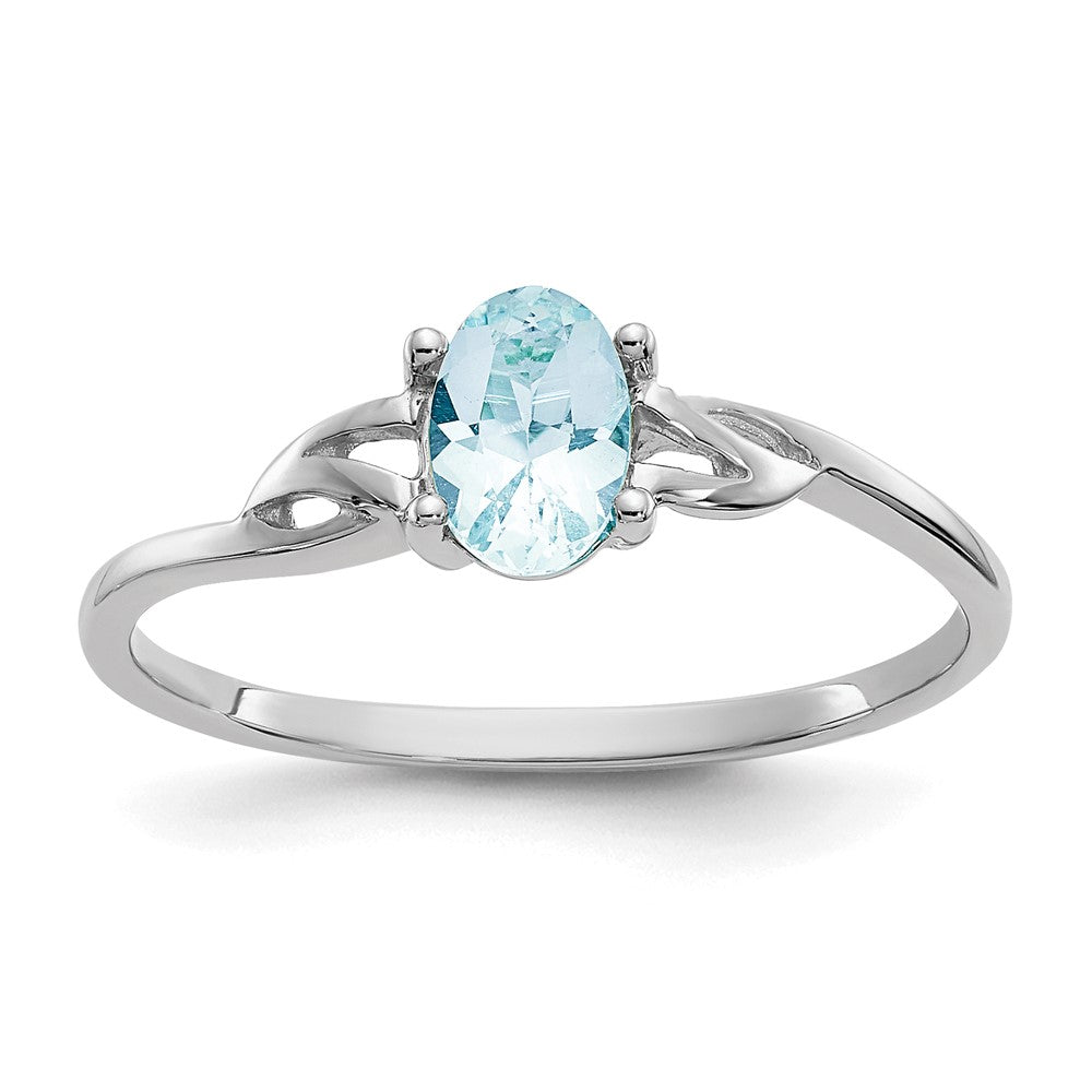 Polished;14K White gold;Genuine;Aquamarine