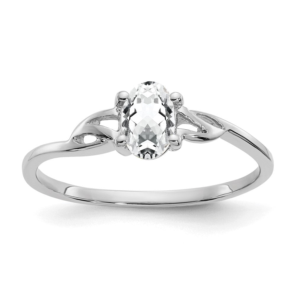Polished;14K White gold;Genuine;White topaz