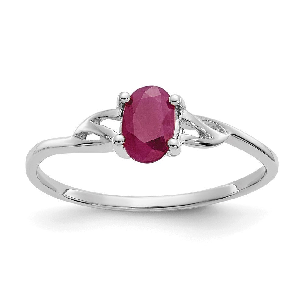 Polished;14K White gold;Genuine;Ruby
