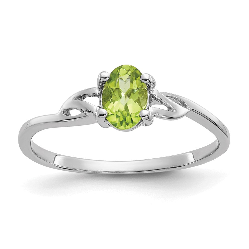 Polished;14K White gold;Genuine;Peridot