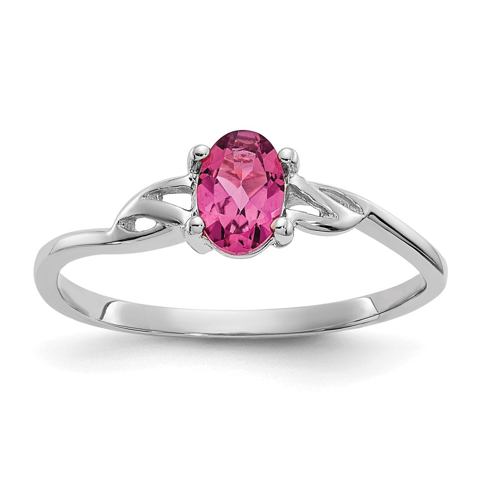 Polished;14K White gold;Genuine;Pink tourmaline