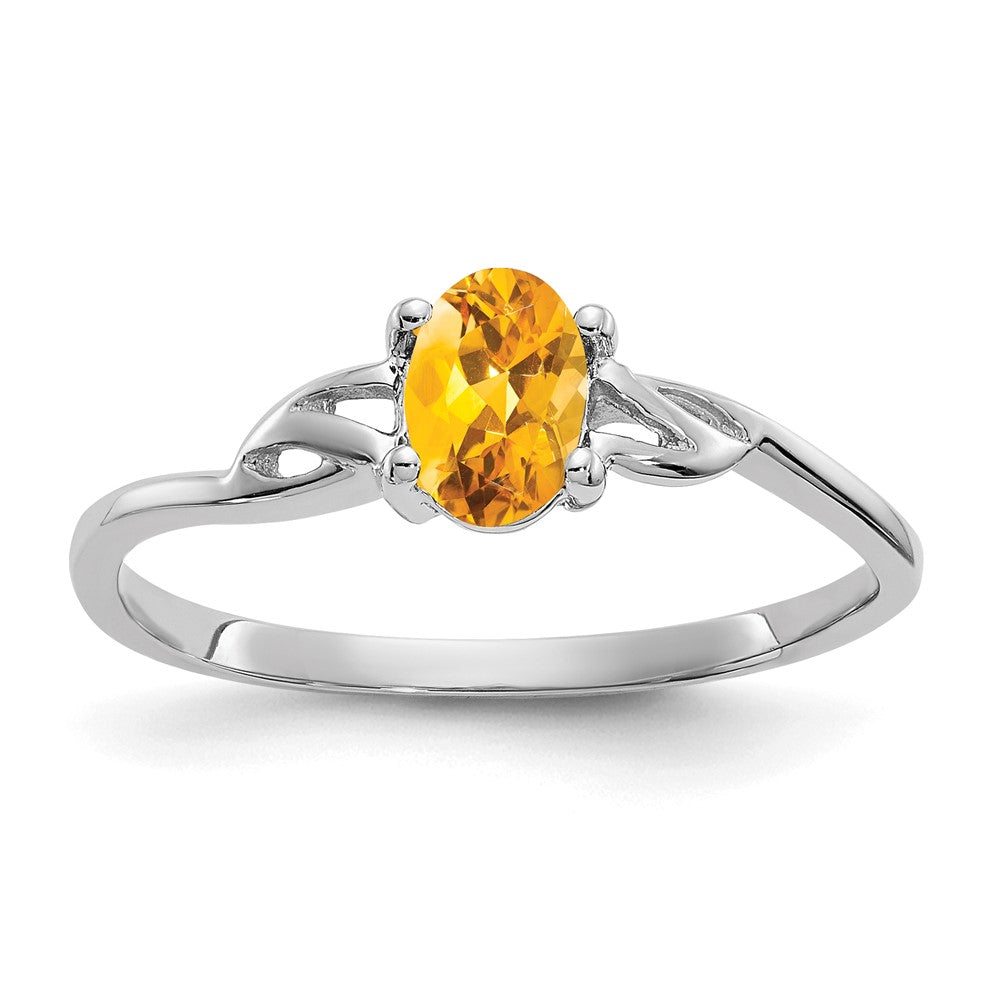 Polished;14K White gold;Genuine;Citrine