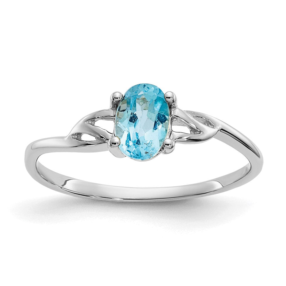 Polished;14K White gold;Genuine;Blue topaz
