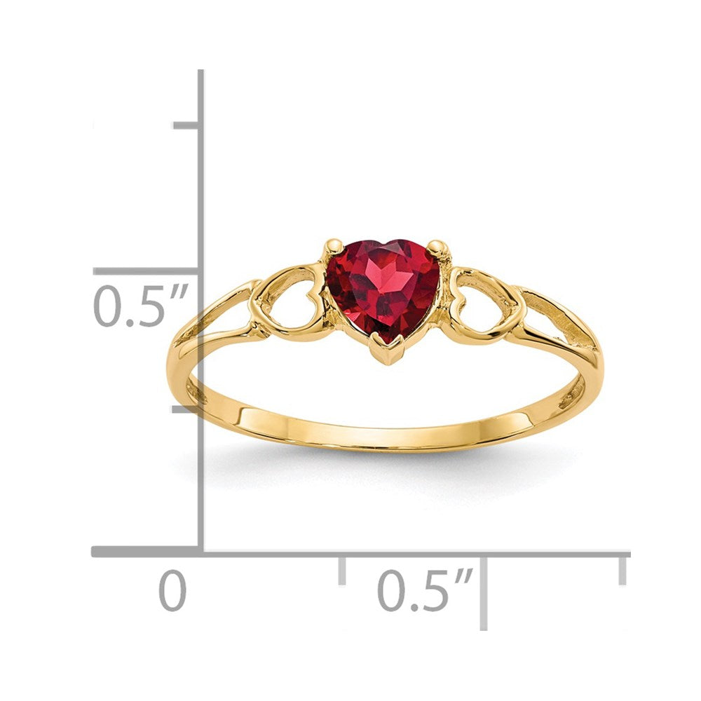 14k 5mm Heart Garnet Birthstone Ring