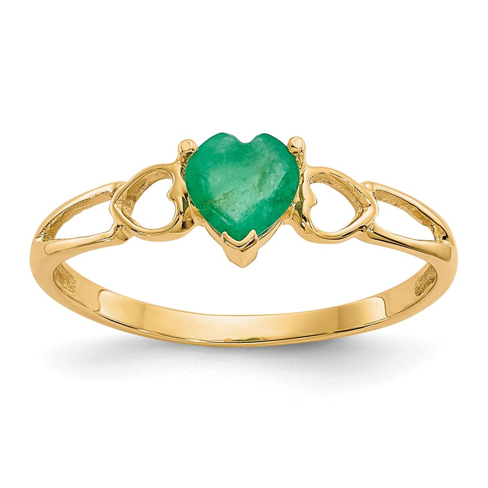 Polished;14k Yellow gold;Genuine;Emerald