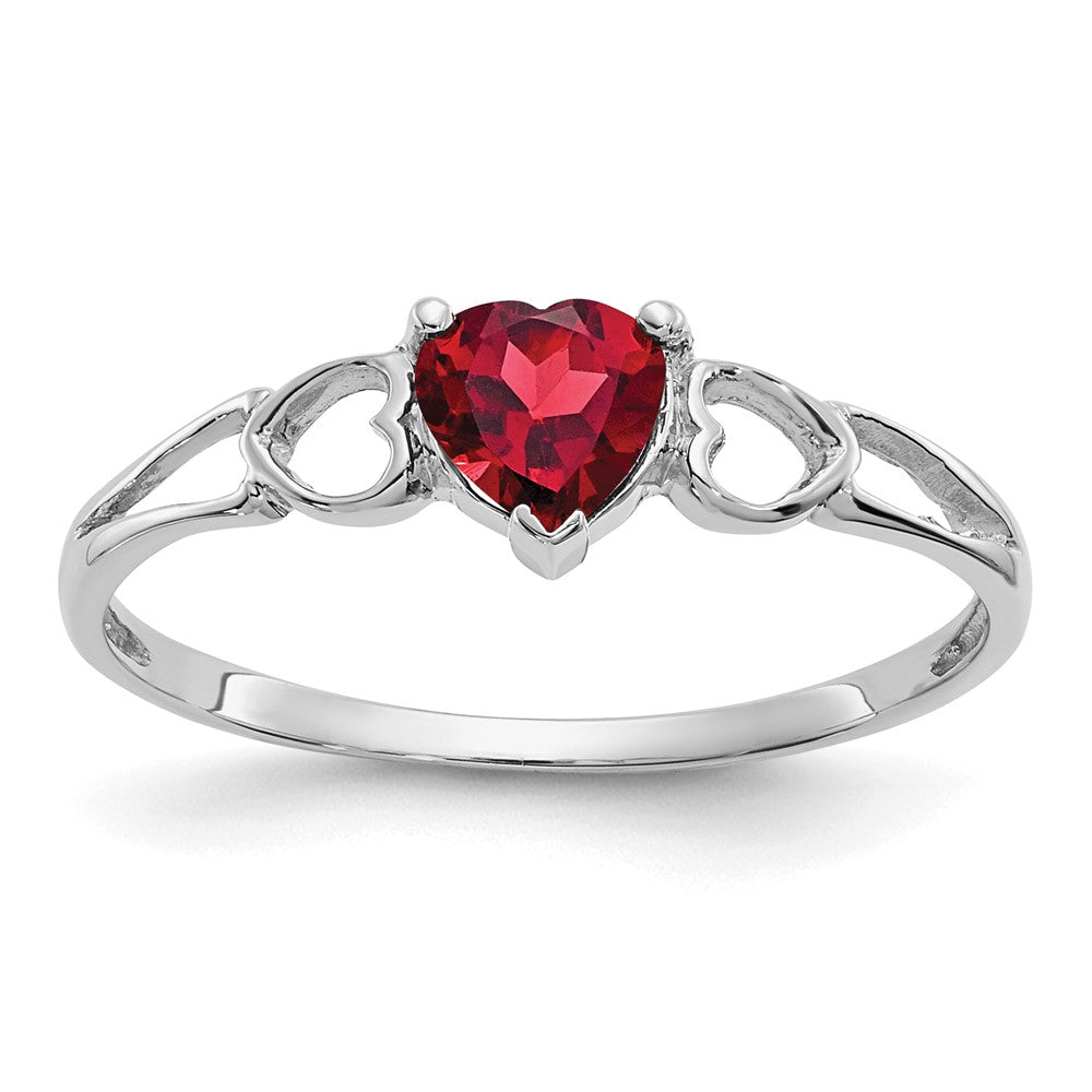 Polished;14K White gold;Genuine;Garnet