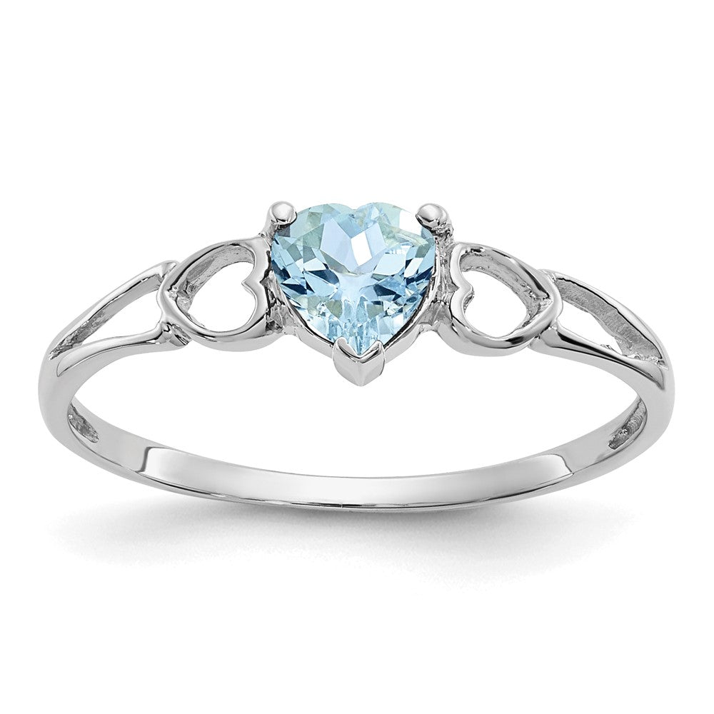 Polished;14K White gold;Genuine;Aquamarine