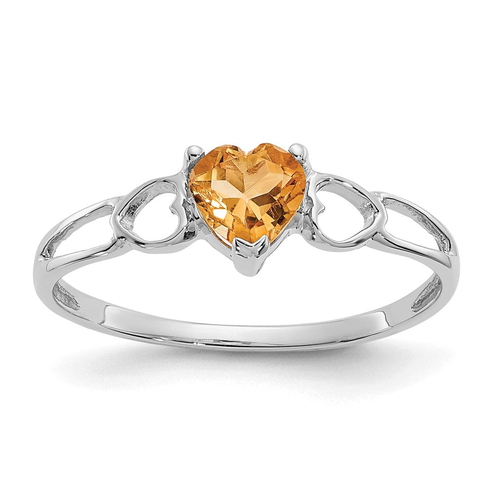 Polished;14K White gold;Genuine;Citrine