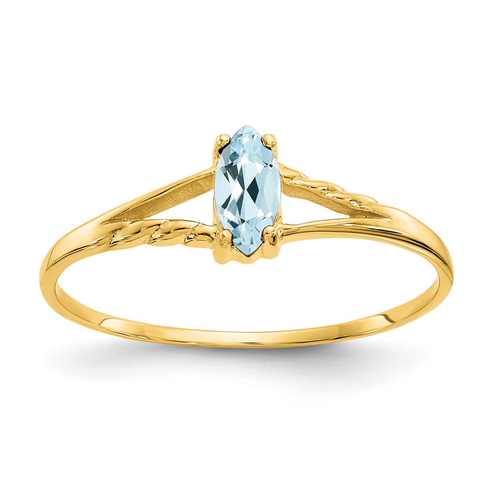 Polished;14k Yellow gold;Genuine;Aquamarine