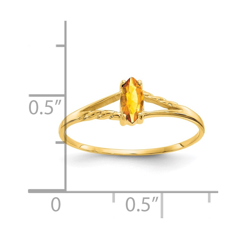 14k 6x3 Marquise Citrine Birthstone Ring