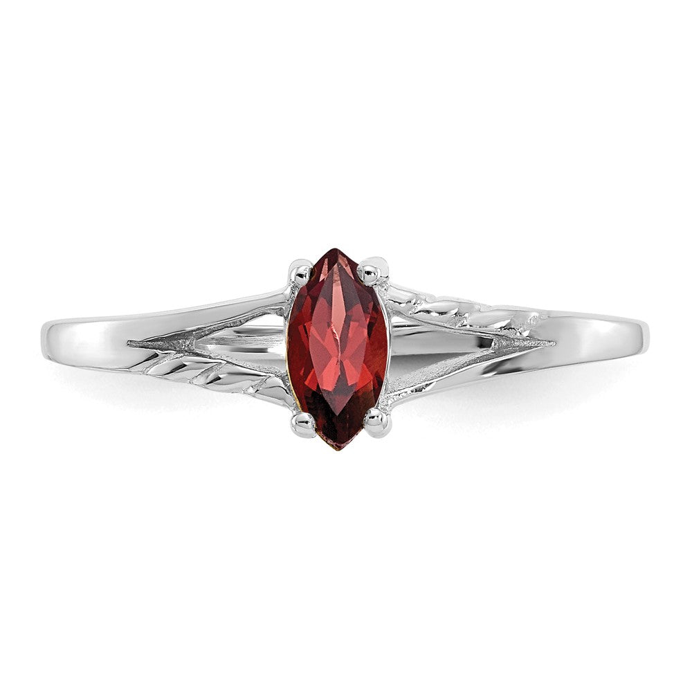 14k White Gold 6x3 Marquise Garnet Birthstone Ring