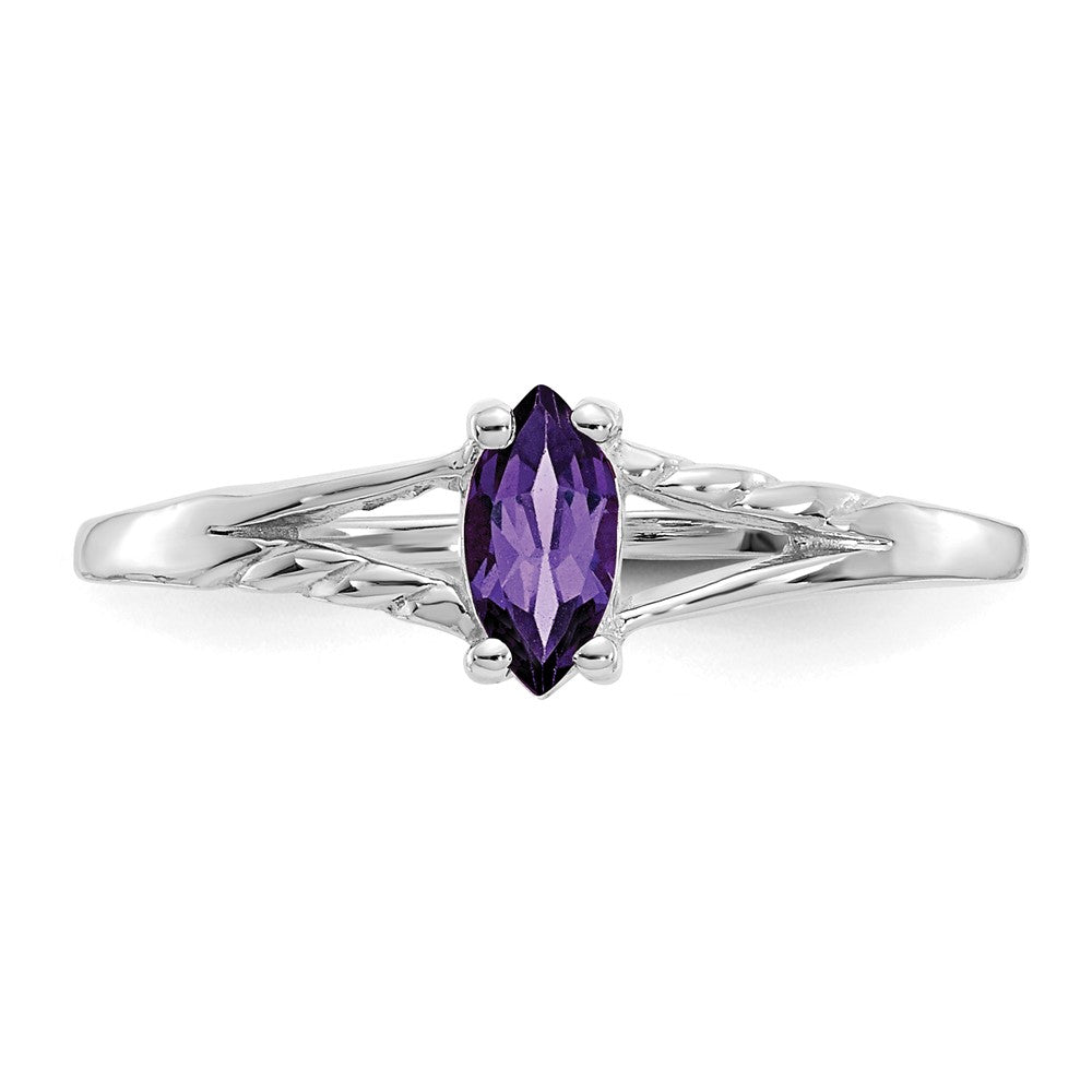 14k White Gold 6x3 Marquise Amethyst Birthstone Ring