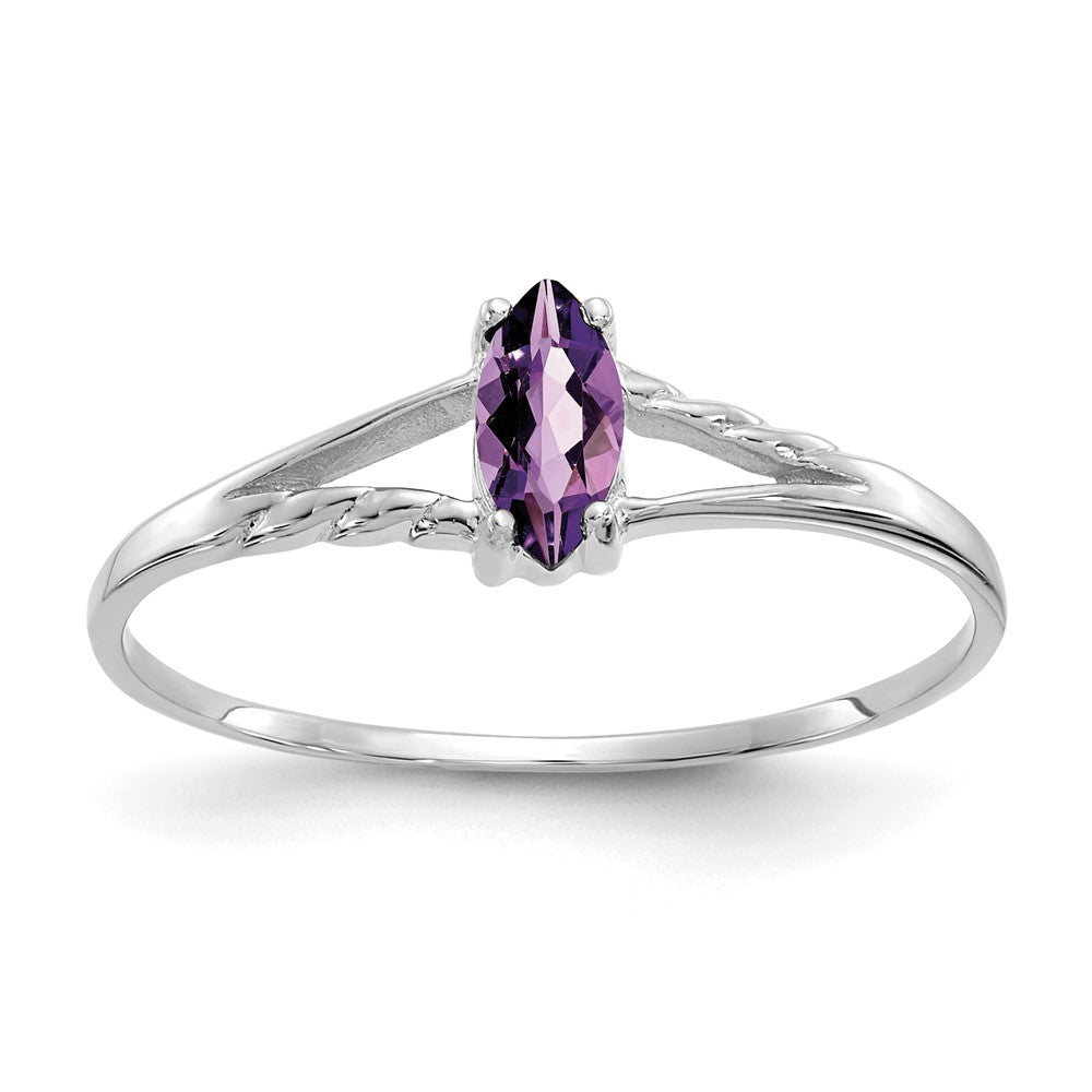 Polished;14K White gold;Genuine;Amethyst