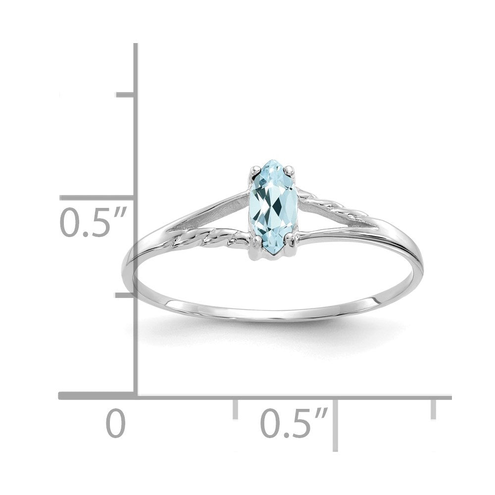 14k White Gold 6x3 Marquise Aquamarine Birthstone Ring