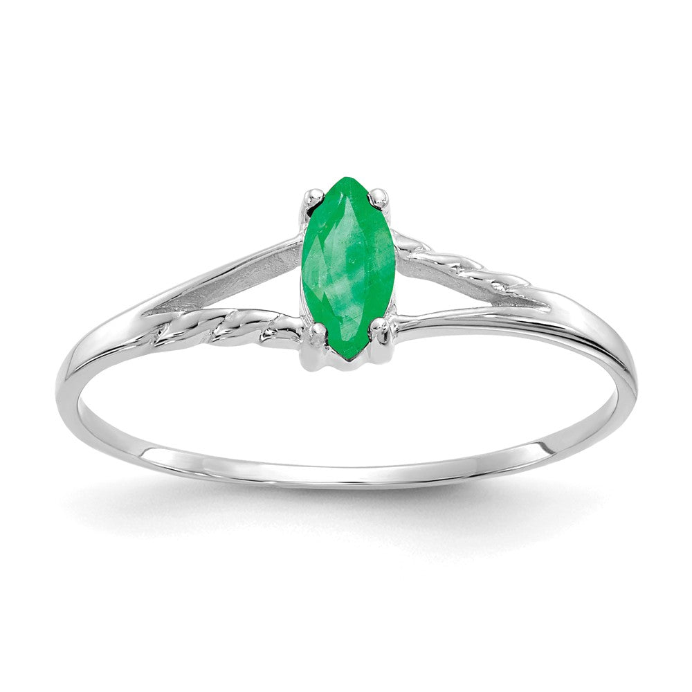 Polished;14K White gold;Genuine;Emerald