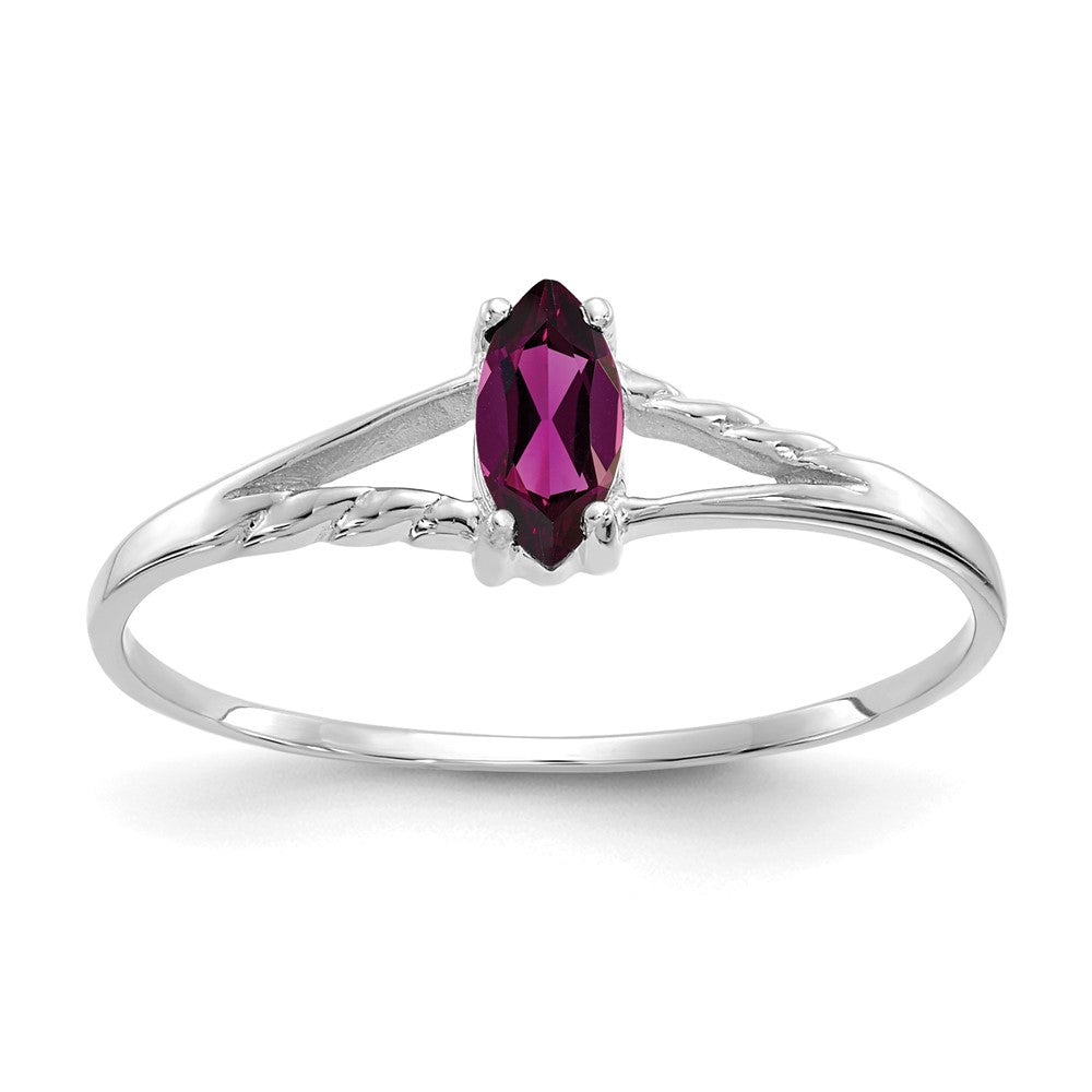 Polished;14K White gold;Genuine;Rhodolite garnet