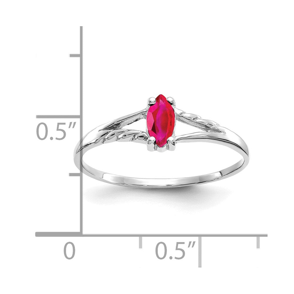 14k White Gold 6x3 Marquise Ruby Birthstone Ring