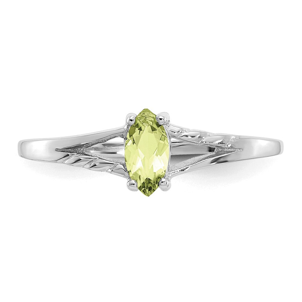 14k White Gold 6x3 Marquise Peridot Birthstone Ring