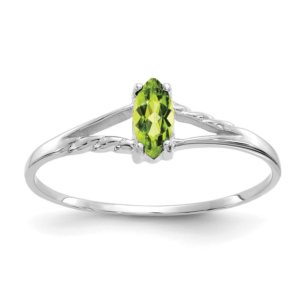 Polished;14K White gold;Genuine;Peridot