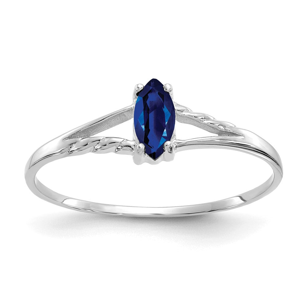 Polished;14K White gold;Genuine;Sapphire