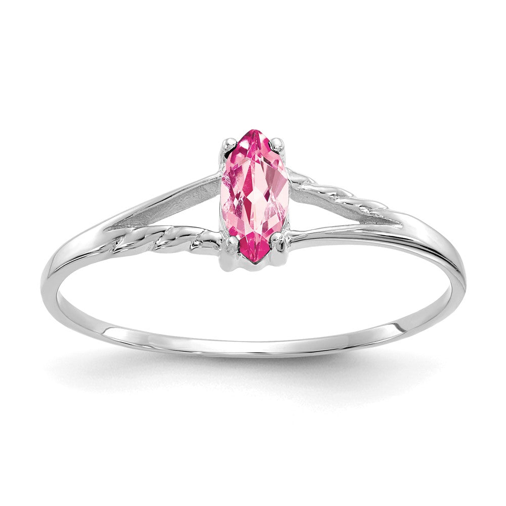 Polished;14K White gold;Genuine;Pink tourmaline