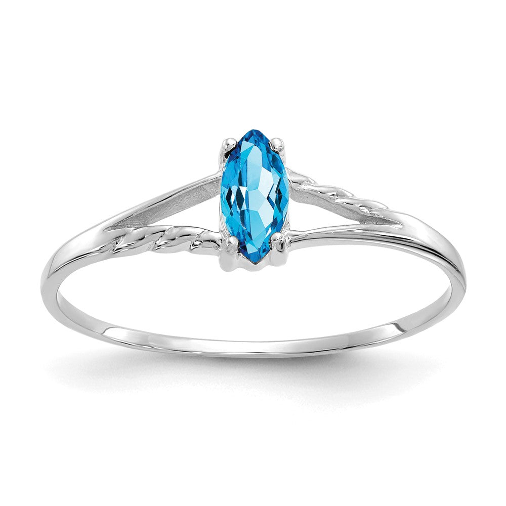 Polished;14K White gold;Genuine;Blue topaz