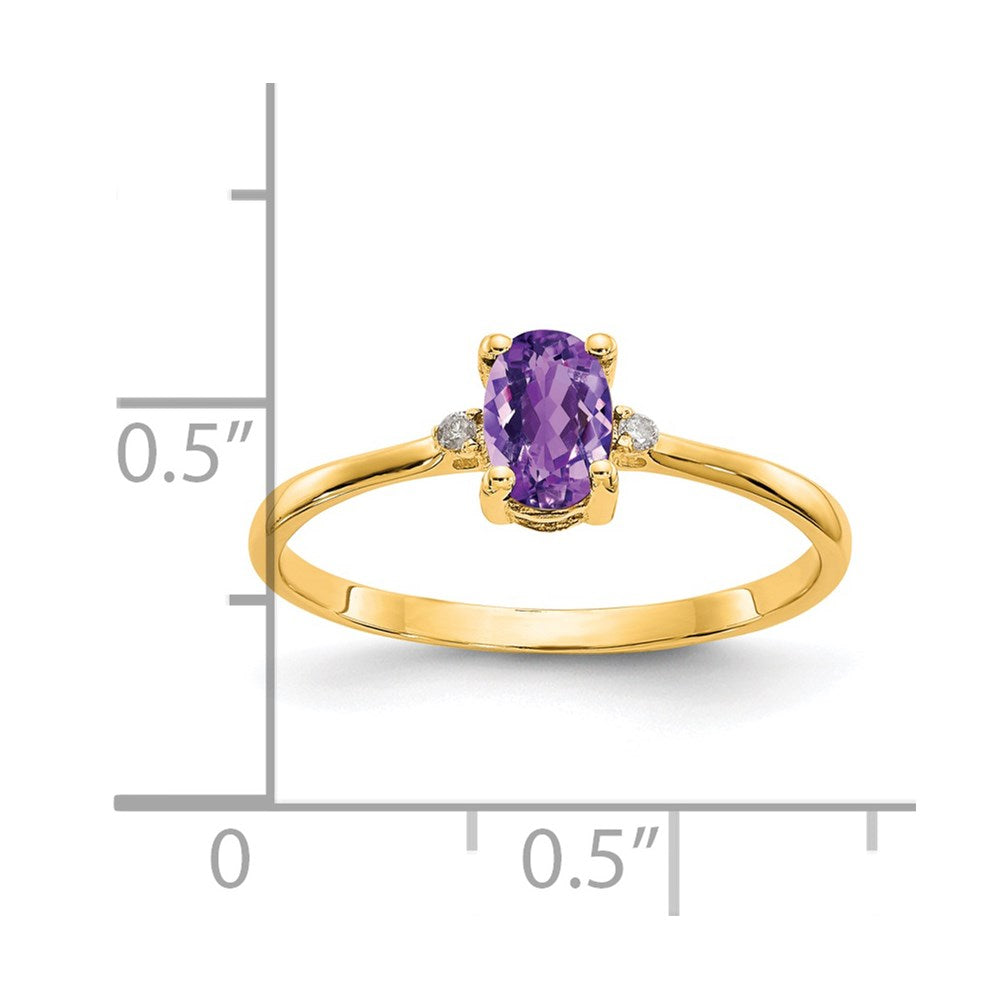 14k Diamond and 6x4 Oval Amethyst Birthstone Ring