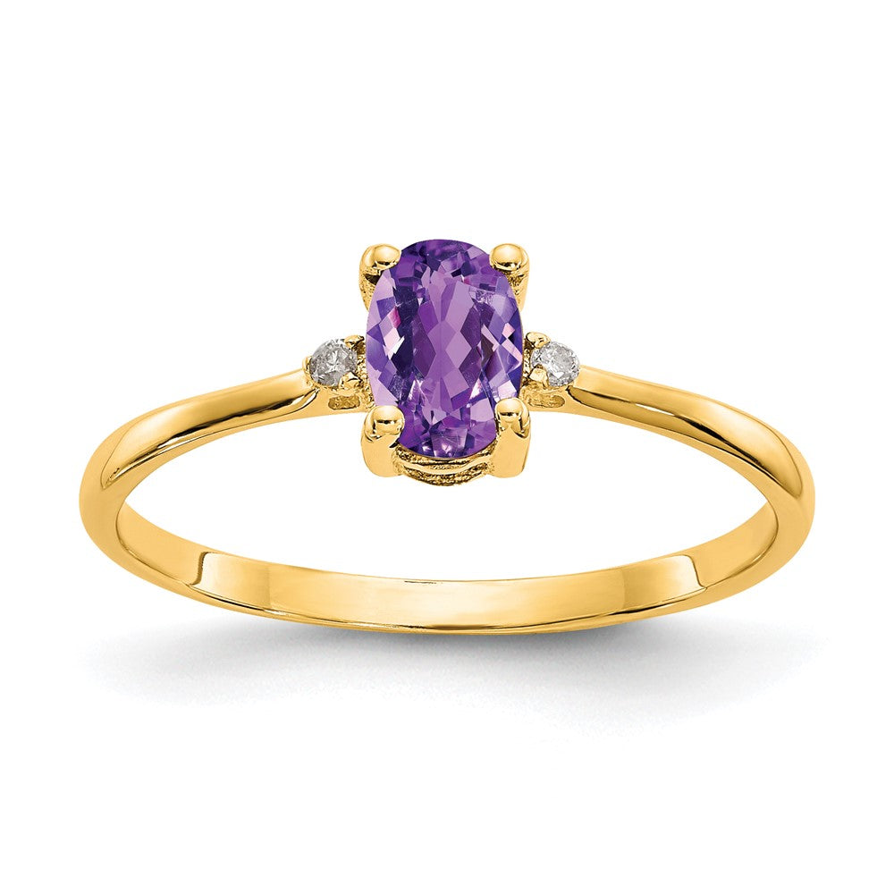 Polished;14k Yellow gold;Genuine;Amethyst;Diamond