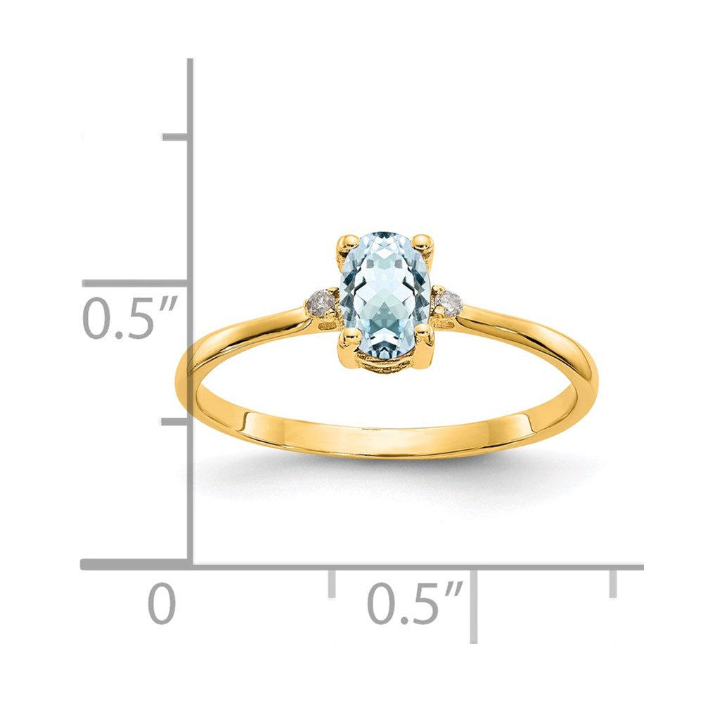 14k Diamond and 6x4 Oval Aquamarine Birthstone Ring