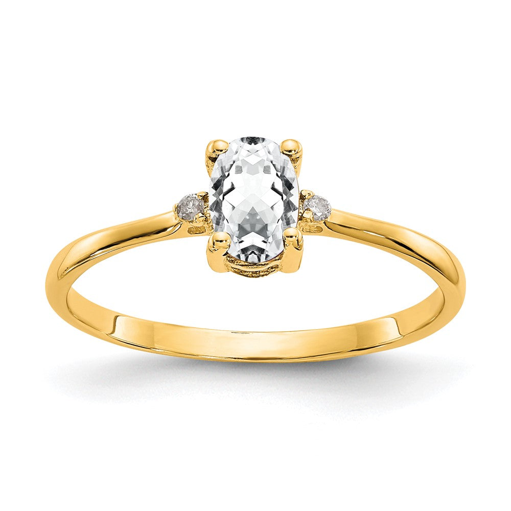 Polished;14k Yellow gold;Genuine;Diamond;White topaz