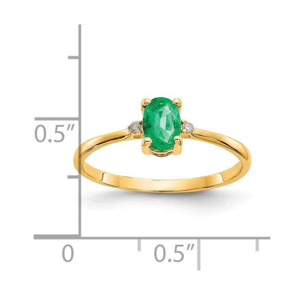 14k Diamond and 6x4 Oval Emerald Birthstone Ring