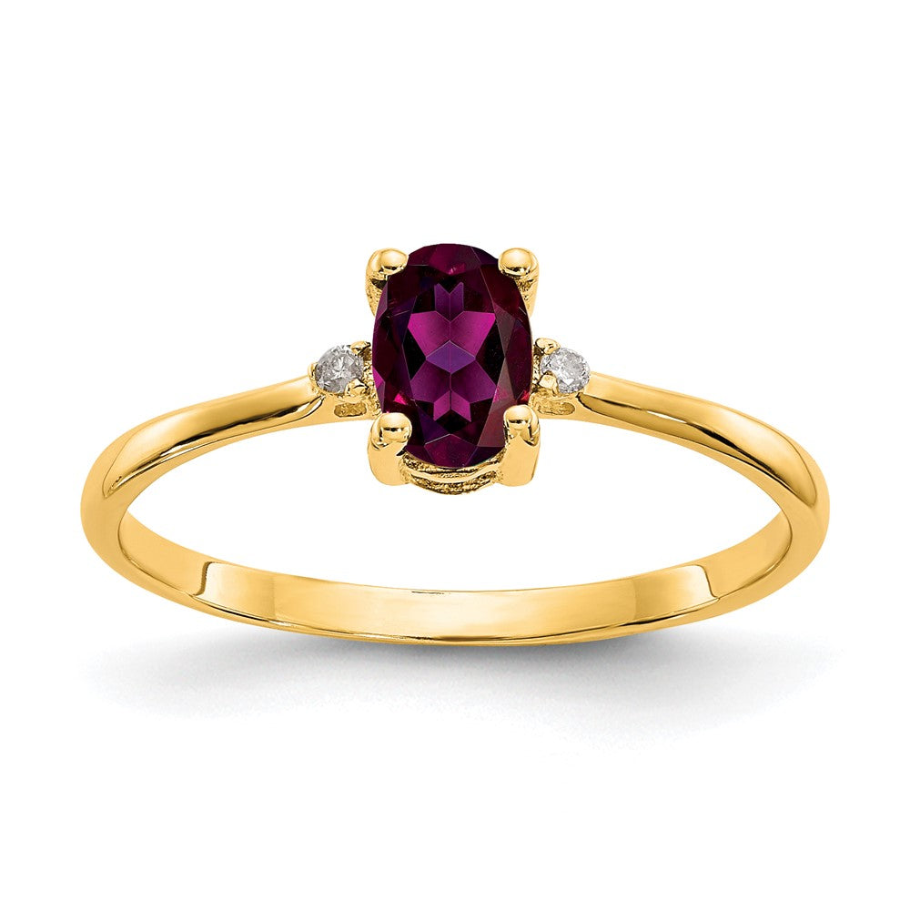 Polished;14k Yellow gold;Genuine;Diamond;Rhodolite garnet