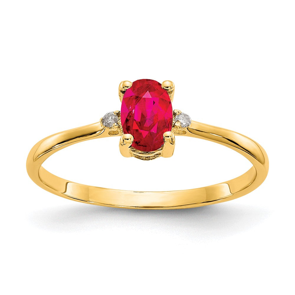 Polished;14k Yellow gold;Genuine;Diamond;Ruby