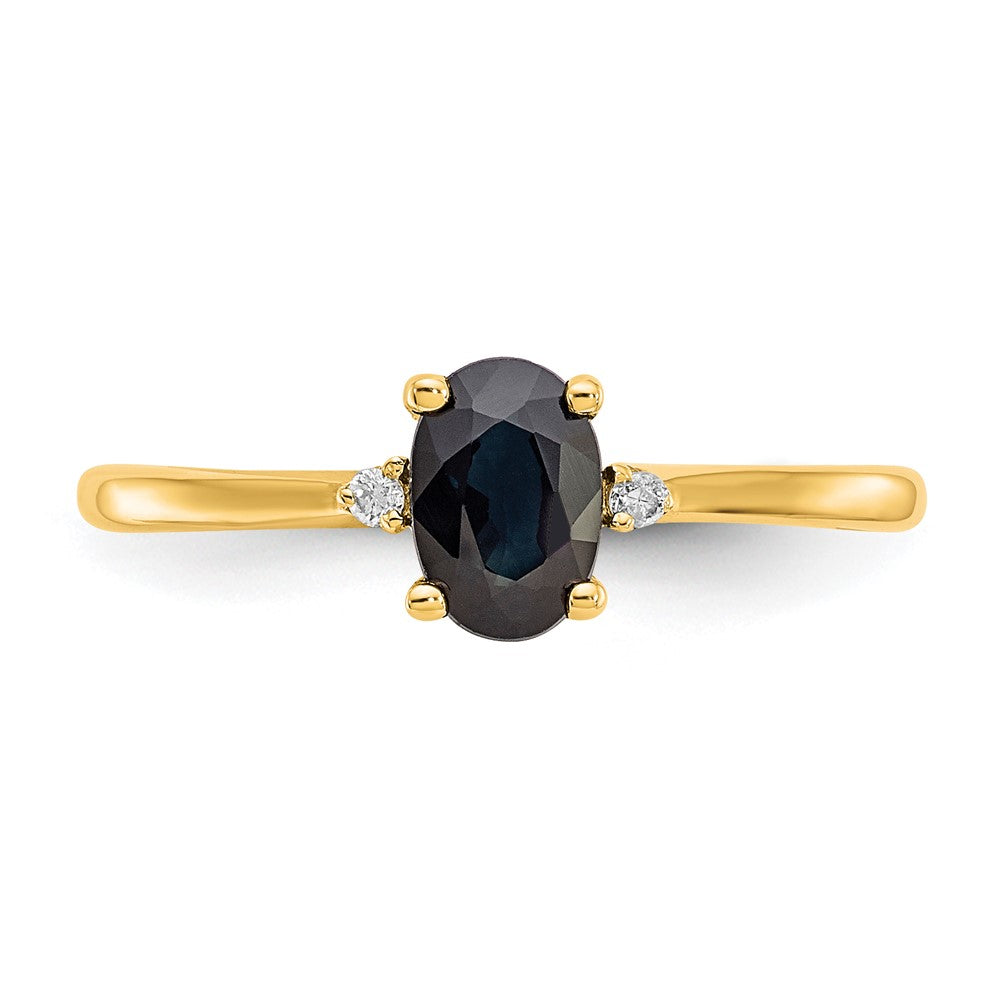 14k Diamond and 6x4 Oval Sapphire Birthstone Ring