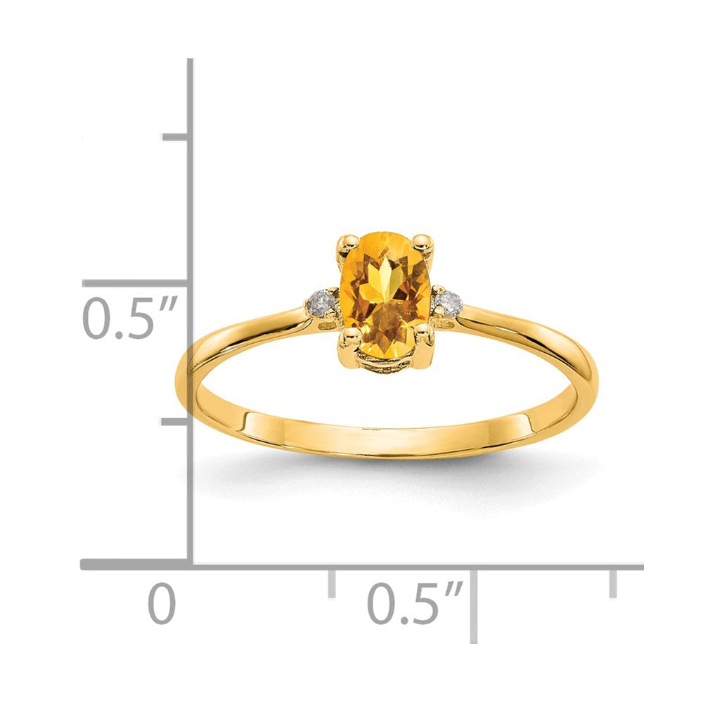 14k Diamond and 6x4 Oval Citrine Birthstone Ring