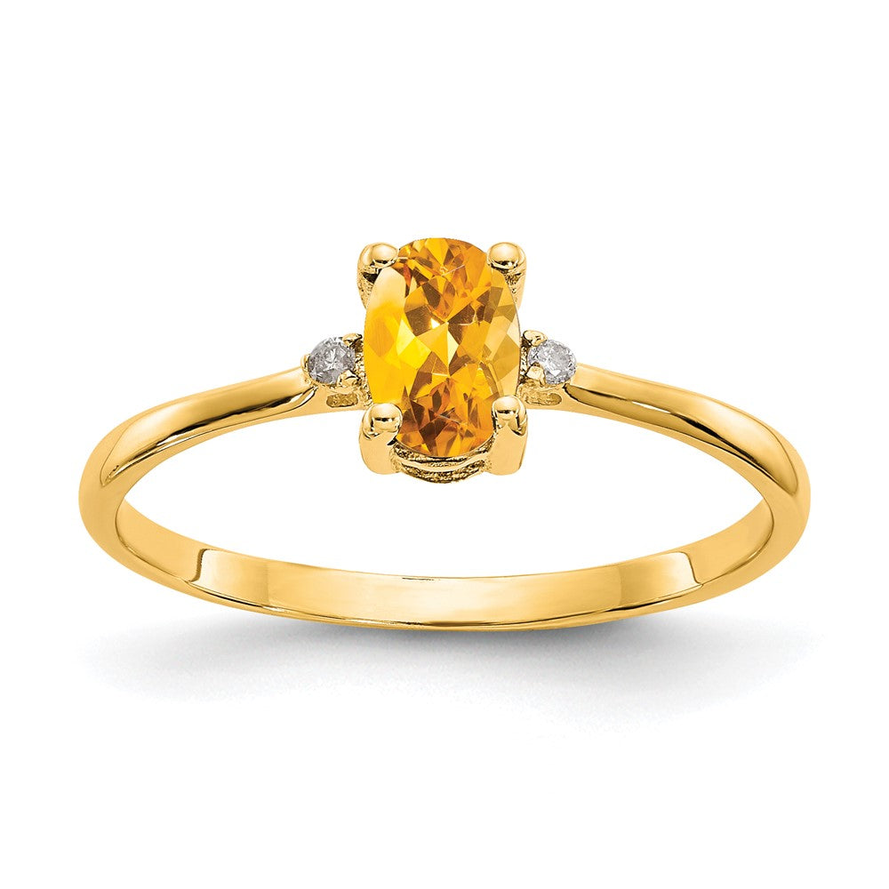 Polished;14k Yellow gold;Citrine;Diamond